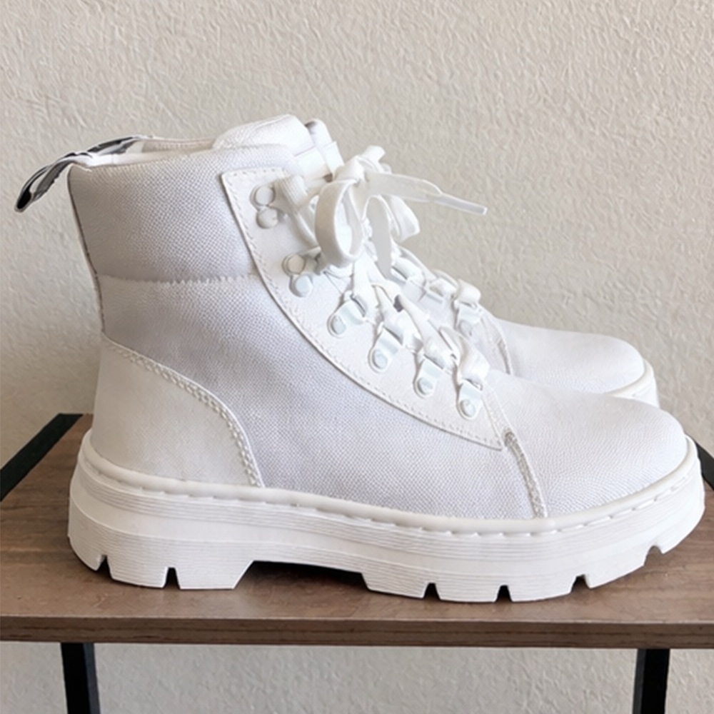 Dr. Martens White Lace-Up Platform Boots
